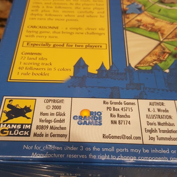 Rio Grande Games CARCASSONNE First Edition c2000 Factory Sealed Board Game - Picture 2 of 8